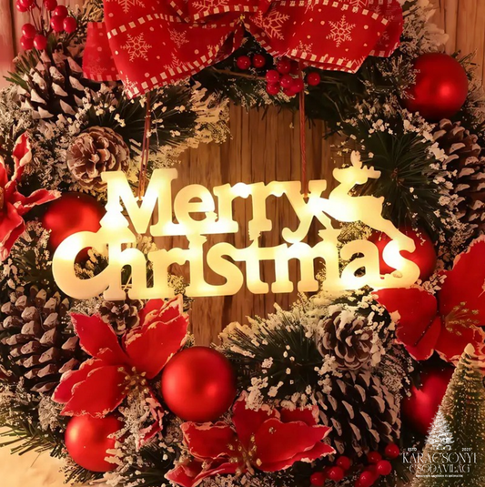 Ragyogó Karácsonyi LED Fényfüzér „Merry Christmas” Felirattal